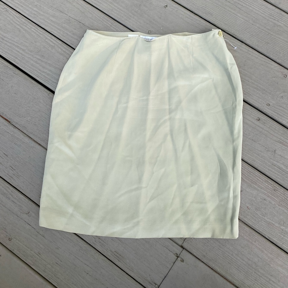 Jones New York - Lovely light green SILK pencil midi skirt, Size: 14